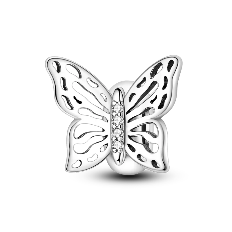 100% 925 Sterling Silver Rainbow Zircon Colorful Butterfly Dragon Shaped Silicone Stopper Charms Beads Fit DIY Bracelets Jewelry Econic Blanks