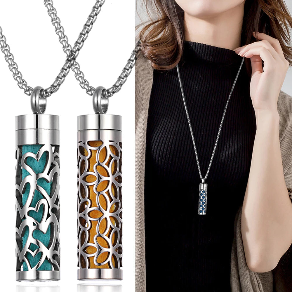 Long Strip Stainless Steel Aromatherapy Necklace Perfume Diffuser Essential Oil Diffuser Pendant Necklace Jewelry Accessories Econic Blanks