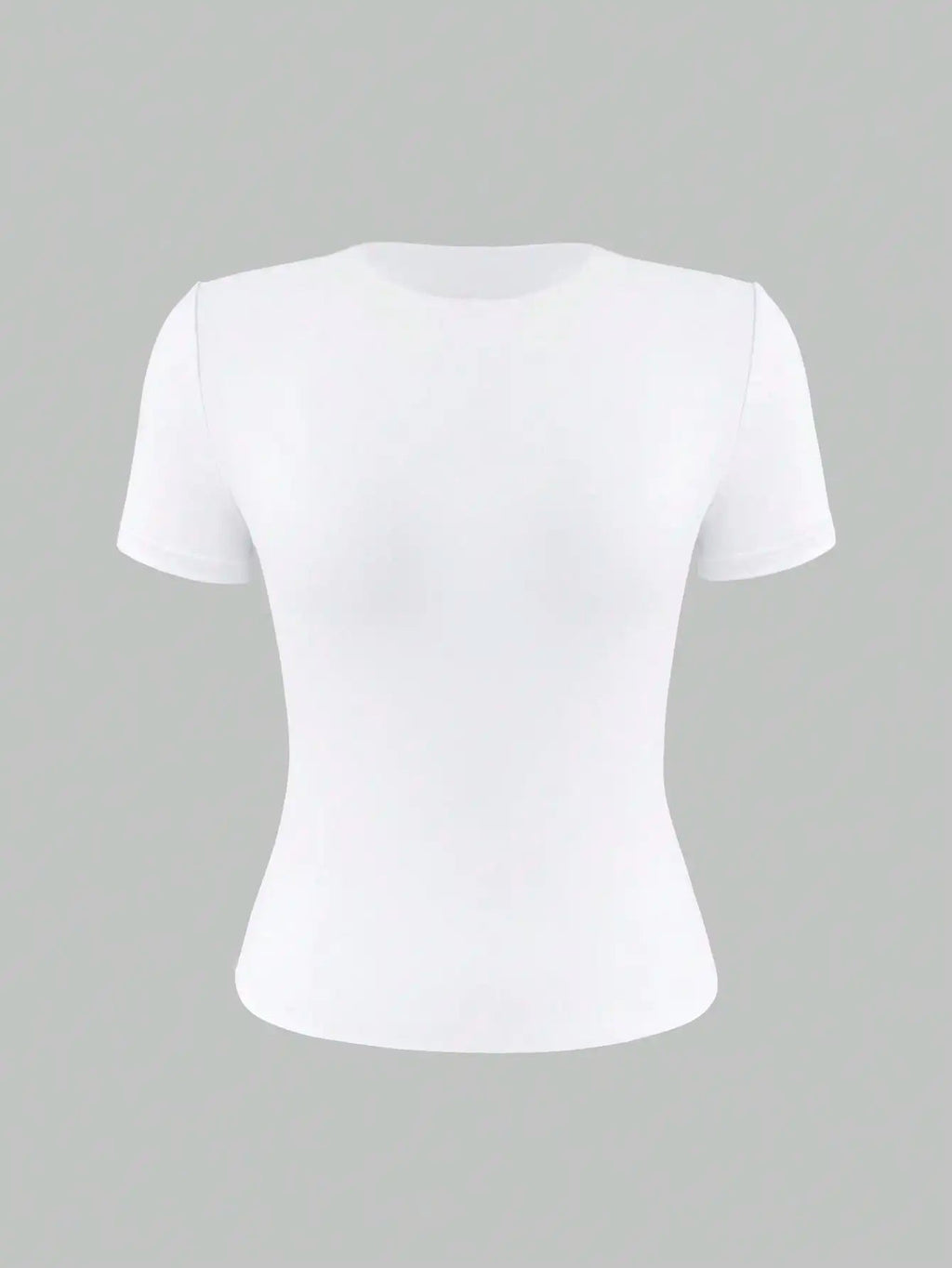 Women's White Solid Round Neck Short Sleeve Fitted T-Shirt for Summer Casual Wear Quick Pick Grocers