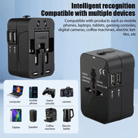 Global Universal Conversion Travel Plug USB Sockets EU US AC Power Adapter Converter With Child Protection Safety Cover Locking Econic Blanks