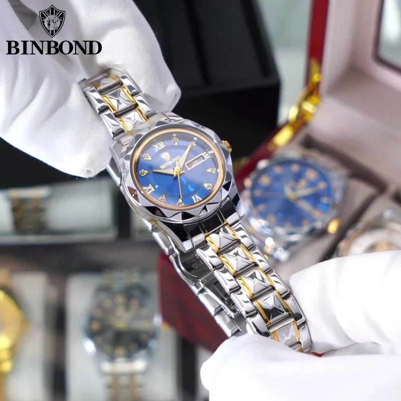 BINBOND B2521 Top Brand Luxury Fashion Business Womens Quartz Watches 30M Waterproof Week Date Clock Sport Womens Wristwatch Quick Pick Grocers
