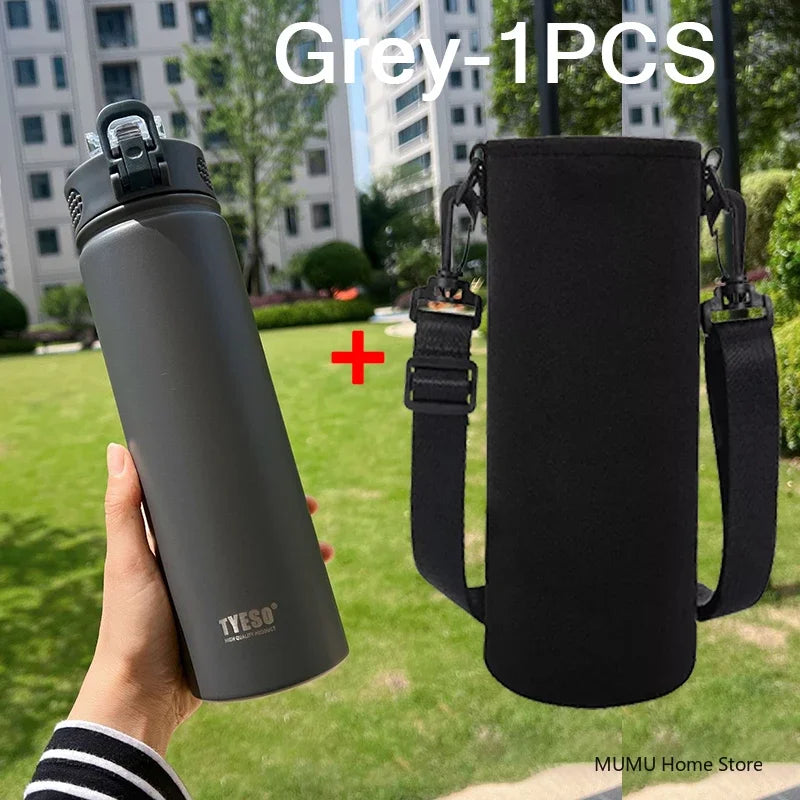 TYESO 600/750ML Thermos Bottle With Straw Stainless Steel Car Thermal Cup Sports Water Bottles Keeps Cold and Heat Thermal Mug Quick Pick Grocers