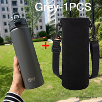 TYESO 600/750ML Thermos Bottle With Straw Stainless Steel Car Thermal Cup Sports Water Bottles Keeps Cold and Heat Thermal Mug Quick Pick Grocers