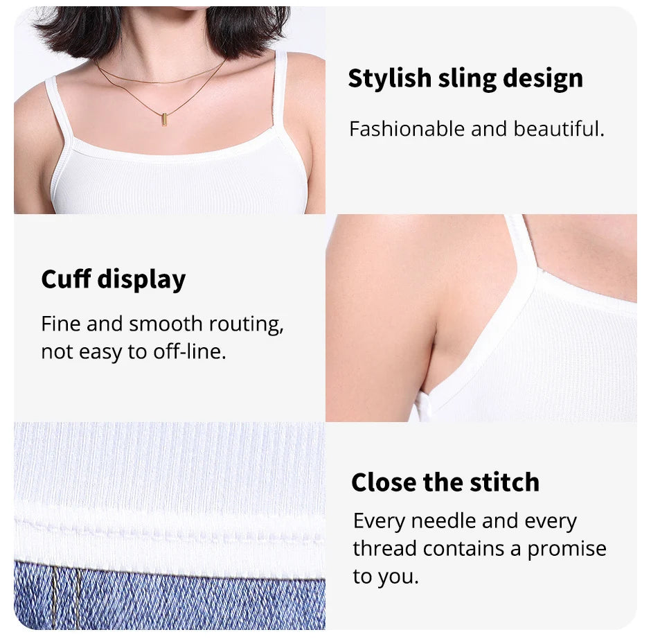 3/6 Pcs Ladies' Summer Korean Version Of Suspender Vest With Solid Color Foundation Joker Sexy Suspender Top Slim And Thin Teen Quick Pick Grocers