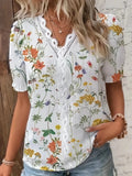 2024 Fashion Casual Vacation Shirt Women Summer V Neck Hollow Out Solid Color Blouse Female Elegant Striped Jacquard Casual Tops Quick Pick Grocers