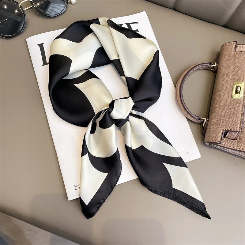 60Colors Luxury Scarf Women 70*70Cm Silk Feel Square Hair Wrapping Foulard Satin Shawl Big Size Head Bandana Hijab Handkerchief Quick Pick Grocers