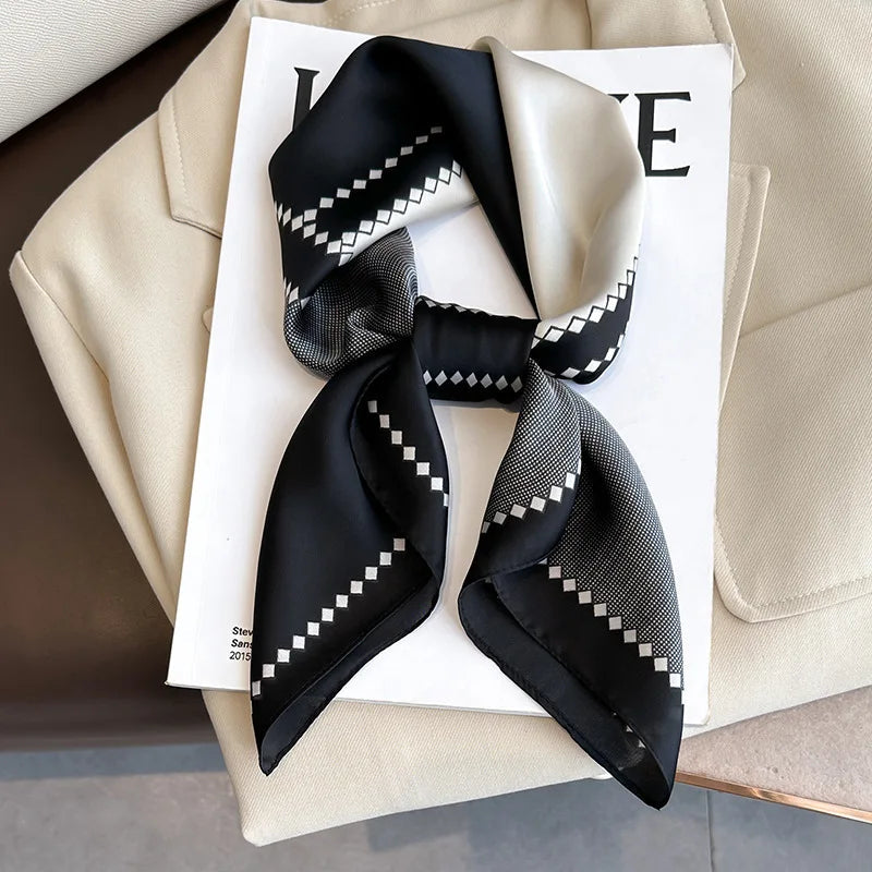 2025 New Fashion 70X70cmPrinted Women's Scarf Pashmina Silk Scarf Square Shawl Decorative Headband Neck Luxury Design Bandana Quick Pick Grocers