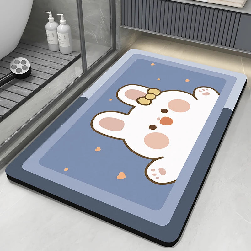 Diatomaceous Earth Bath Mat Bathroom Rug Absorbent Non-slip Floor Foot Mats Quick Dry Shower Carpet Toilet Pad Doormat Washable Econic Blanks