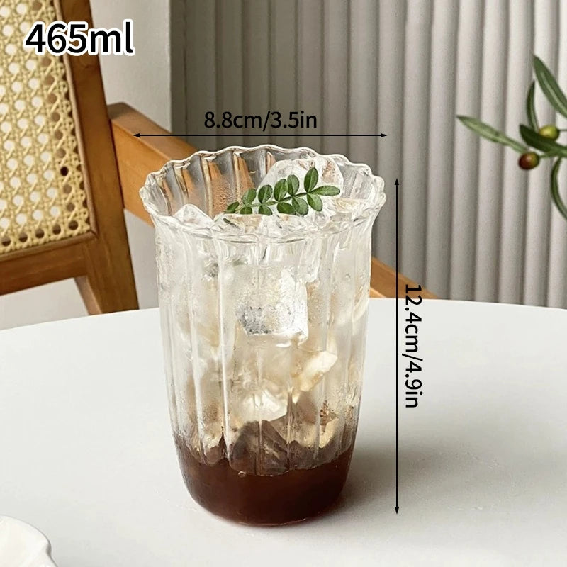 Transparant Drinking Glass Cup Creative Wave Shape Iced Coffee Tumbler Cup Juice Milk Tea Mug Drinkware Water Glasses Ripple Mug Quick Pick Grocers