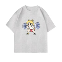 Sailor Moon Lifting Iron Fitness Women's T-Shirt Cotton Girl Children Parent-Child Summer Loose Cute Sweet Fun Short Sleeves Top Quick Pick Grocers