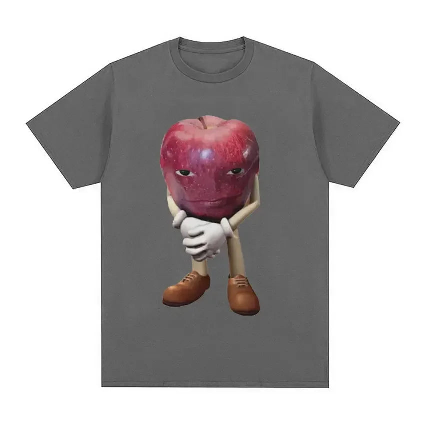Funny Me Asf Apple with Face Meme T Shirt Unisex Fashion High Quality T Shirts Men Retro Casual Short Sleeve T-shirt Tops Quick Pick Grocers