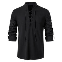 King Billion Men's Shirts Casual Men Cotton Linen Long Sleeve T-shirt Spring Autumn Vintage Shirt US Size Drawstring Neck Quick Pick Grocers