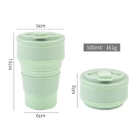 350ML/500ML Silicone Folding Cup Collapsible Mug With Cover Coffee Travel Outdoors Portable Water Drinking Tea Cups Quick Pick Grocers