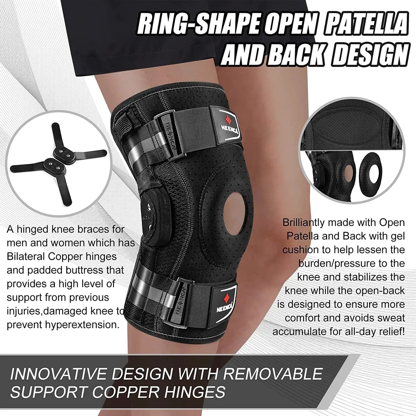 NEENCA Hinged Knee Brace for Knee Pain Knee Support with Side Stabilizers Joint Pain Relief Arthritis Meniscus Tear ACL PCL Quick Pick Grocers