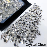 180pcs AB Flatback Glass Nail Art Rhinestones Multi-shape Mixed Diamond Gems Blue Purple Crystal Stones For DIY Nail Decoration Econic Blanks