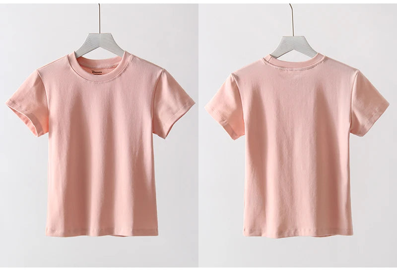 Basic T Shirts Women Cotton Slim Fit White Tops Summer Black Tees Crew Neck 100% Cotton T Shirt For Women Plain T-shirts Soft Quick Pick Grocers
