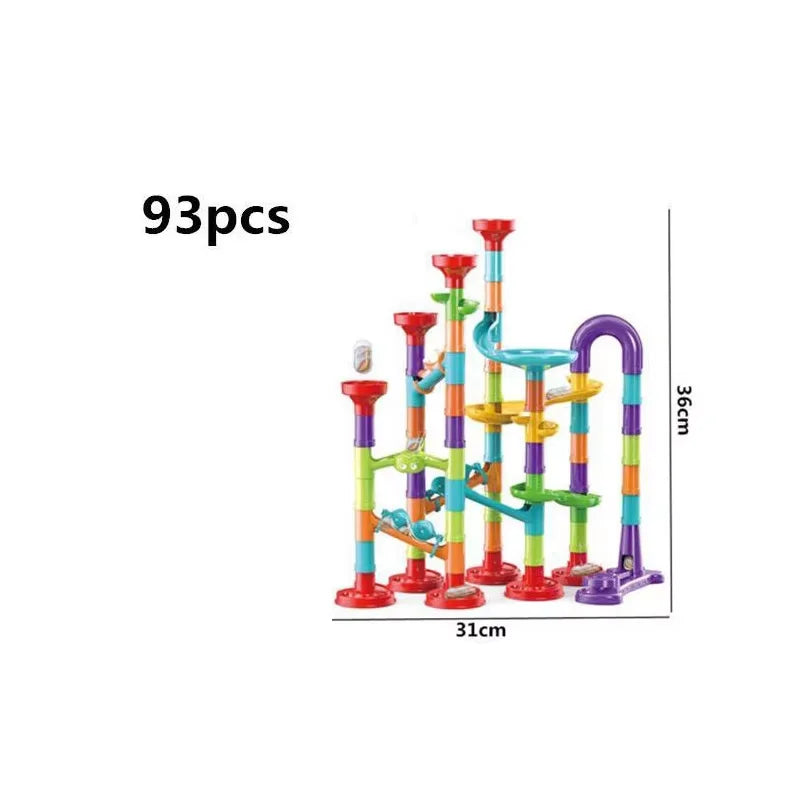 Marble Run Race Track Building Blocks Kids 3D Maze Ball Roll Toy DIY Marble Run Race Coaster Set 80/105/109/133pc Christmas Gift Purest Peak