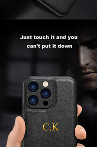 Personalized Name Classic Leather Case For iPhone 17 16 15 14 13 12 11 Pro Max 17 Air Luxury Customized Initials Engraved Cover Quick Pick Grocers