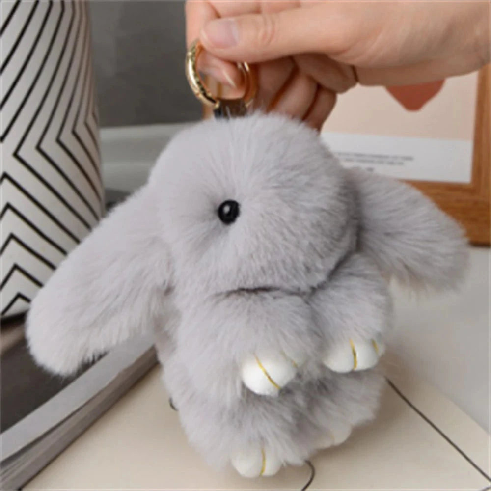 15cm Rabbit Fur Keychain Women Bag Car Key chain Pendant Decoration Jewelry Bags Hangings Accessories Gifts Econic Blanks