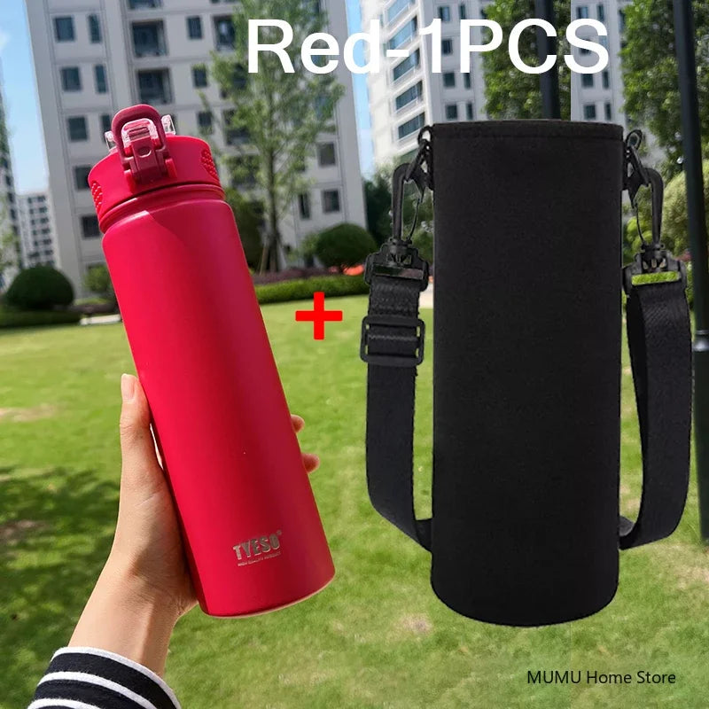 TYESO 600/750ML Thermos Bottle With Straw Stainless Steel Car Thermal Cup Sports Water Bottles Keeps Cold and Heat Thermal Mug Quick Pick Grocers