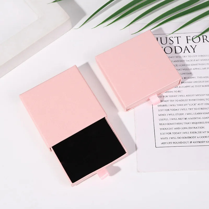 10pcs 8x8x1.7cm Kraft Paper Drawer Travel Jewelry Packaging Box Greeting Card Necklace Bracelet Earrings Gift Organizer Case Box Purest Peak