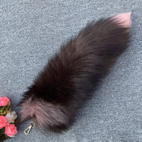 Plush-Fox Tail Keychain Furry Racoon Tail Keyring Keychain 28cm Animal Tail Key-Pendant Pompoms Keyring Holder Bag-Decor Econic Blanks