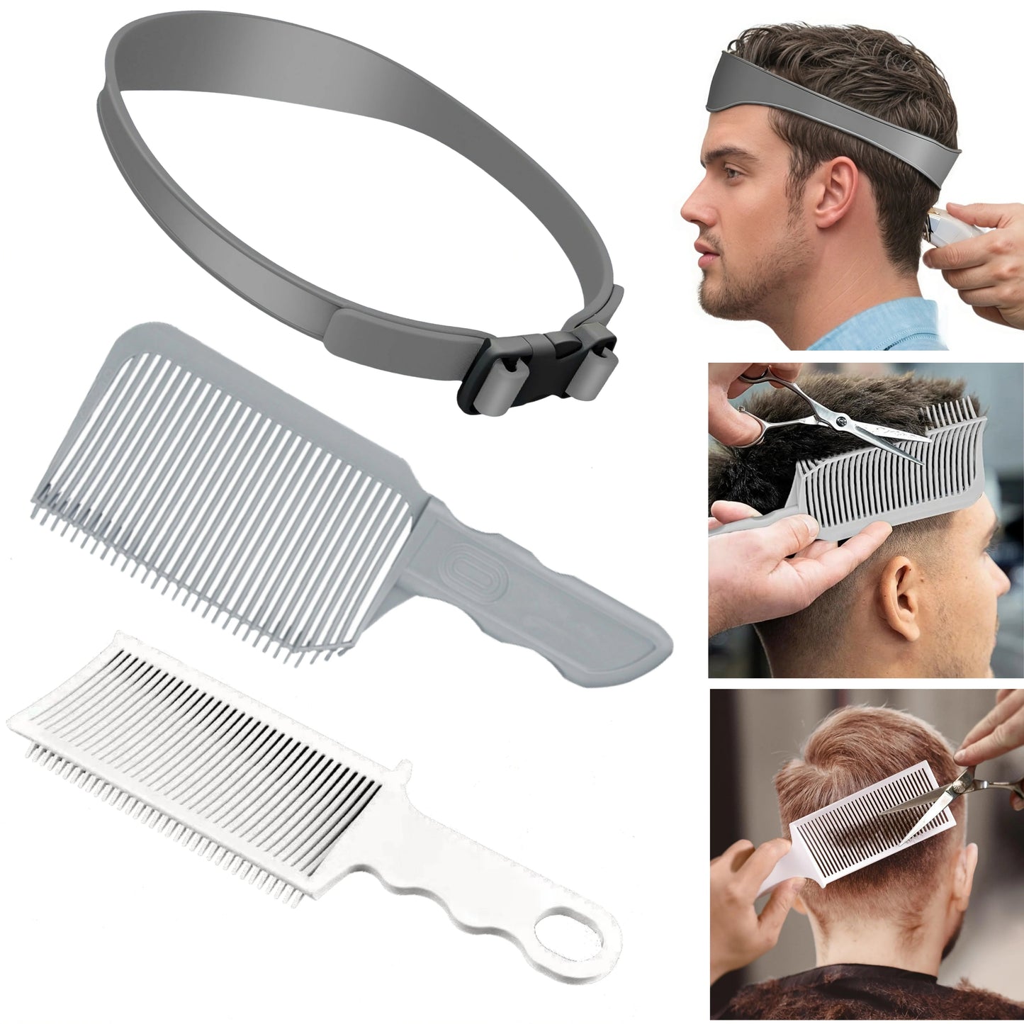 1/3Pcs Barber Hair Comb Kit Flat Top Hair Cutting Fading Stying Men Fade Brush Adjustable Headband Salon Hair Tool Accessories Quick Pick Grocers