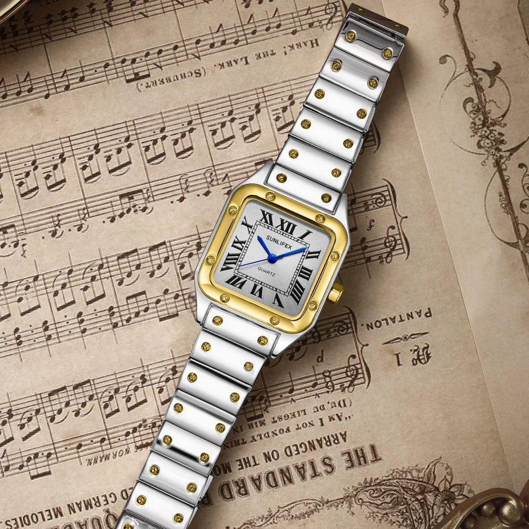 Square Women Watches Ladies Quartz Watch Female Wristwatch Stainless Steel Bamboo Strap Casual Lady Clock Watch Relogio Feminino Quick Pick Grocers