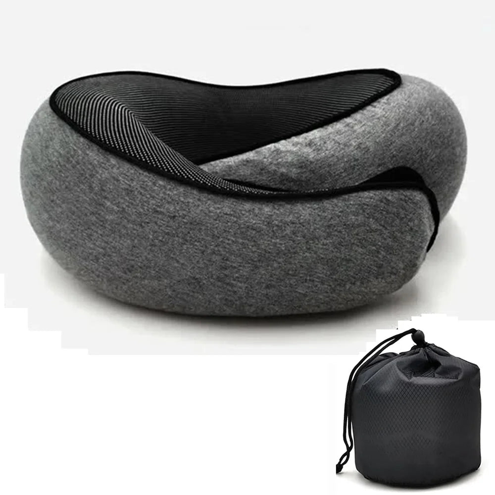 Travel Neck Pillow Memory Foam U-shaped Pillow Snail Style Travel Neck Support Portable Adjustable Soft Noon Break Sleep Pillows Quick Pick Grocers