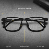 YIMARUILI Ultra Light Fashion Men's Glasses Frames Square Comfortable Pure Titanium Optical Prescription Big Eyeglasses HR3068 Econic Blanks