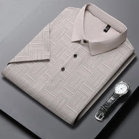 2024 Men's New Printed Business Casual Short sleeved POLO Shirt Fashion Short sleeved Comfortable and Breathable Top Quick Pick Grocers