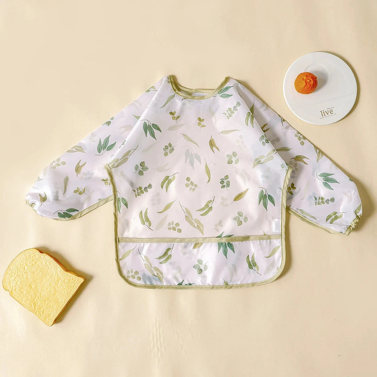Elinfant 1PC Long Sleeve Bibs, Waterproof Feeding Bibs,Washable Burp Cloth,Coveralls Bibs,Easy To Clean,Wash-Free Eating Bibs Econic Blanks