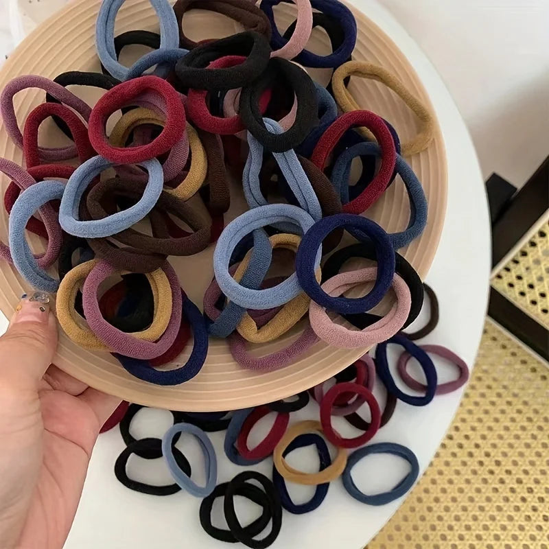 New 50PCS/Set Women Girls Candy Colors Nylon Basic Scrunchie Hair Tie Ponytail Hold Hair Rubber Bands Fashion Hair Accessories Quick Pick Grocers