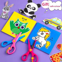 48Pcs Handmade Paper Cut Book Kids Craft Toys DIY Cartoon Scrapbooking Paper Art Toys Kids Learning Toys for Children Gifts Econic Blanks