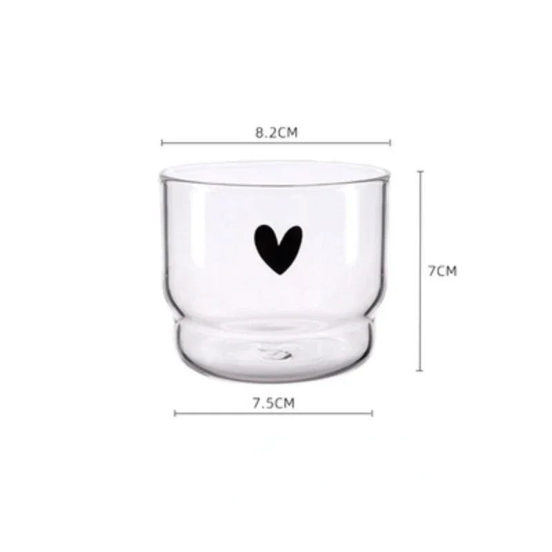 300ml Love/Happy Wall Glass Cup Milk Coffee Heart Cups Heat Resistant Healthy Drink Mug Tea Mugs Transparent Drinkware Mug Quick Pick Grocers
