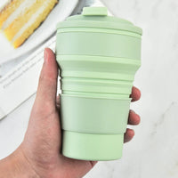 350ML/500ML Silicone Folding Cup Collapsible Mug With Cover Coffee Travel Outdoors Portable Water Drinking Tea Cups Quick Pick Grocers