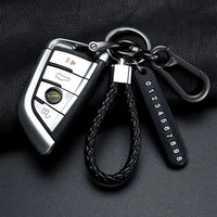 Trendy DIY Mobile Phone Number Plate Pendant Keychain for Men Punk Simple Woven Leather Rope Anti-lost Car Key Chain Accessories Econic Blanks