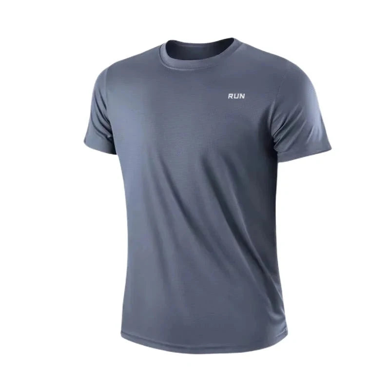 Men's Quick Dry Short Sleeve Gym Running Moisture Wicking Round Neck T-Shirt Training Exercise Gym Sport Shirt Tops Lightweight Econic Blanks