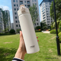 TYESO 600/750ML Thermos Bottle With Straw Stainless Steel Car Thermal Cup Sports Water Bottles Keeps Cold and Heat Thermal Mug Quick Pick Grocers