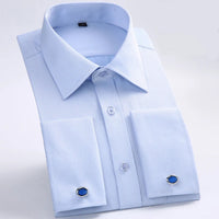 Men's Classic French Cuffs Social Dress Shirt Formal Business Standard-fit Long Sleeve Wedding Party Office Work White Shirts Quick Pick Grocers