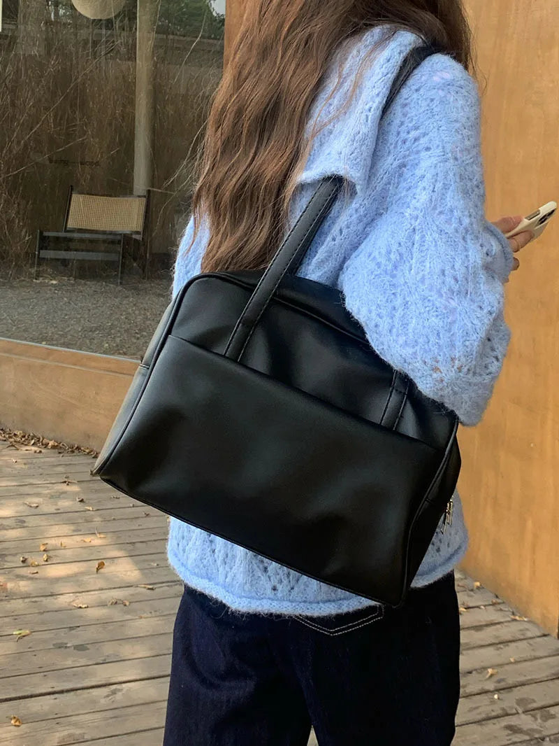 Korean Style Large Capacity Single Shoulder Women's Bag Versatile Vintage Underarm Bag Autumn 2025 New Arrival Tote Bag Quick Pick Grocers