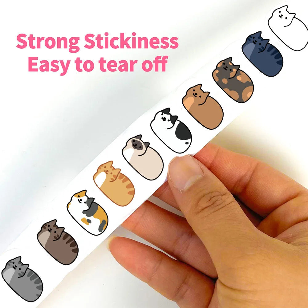 500PCS Kawaii Cartoon Cat Tuo Tuo Roll Stickers Skateboard Laptop Luggage Skateboard Phone Gift Waterproof Phone Cute Sticker ﻿ Quick Pick Grocers