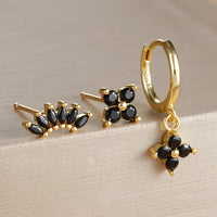 3PCS Fashion Orange Blue Zircon Hanging Earrings Set for Women Stainless Steel Flower Dangle Earring Piercing Jewelry Econic Blanks