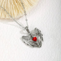 Gothic Punk Bat Wings and Heart Shaped Resin Pendant Necklace - Dark Fantasy Style Alloy Chain, Halloween Women’S Gift, Casual Fashion Accessories Quick Pick Grocers