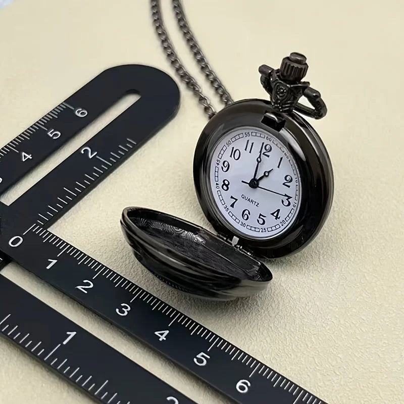 Gothic Design Black Raven Pocket Watch With Necklace Alloy Case & Band,Quartz Movement, Non-Waterproof Watch for Men Women Kids Quick Pick Grocers