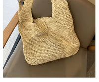 French Style Large Capacity Woven Straw Woven Bag for Women New Beach Vacation Shoulder Bag Casual Commuting Tote Bag Purse Quick Pick Grocers
