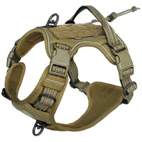 Tactical Dog Harness, No Pull Dog Harness, Adjustable Breathable MOLLE Dog Vest Harness for Medium Large Dog Reflective Military Econic Blanks