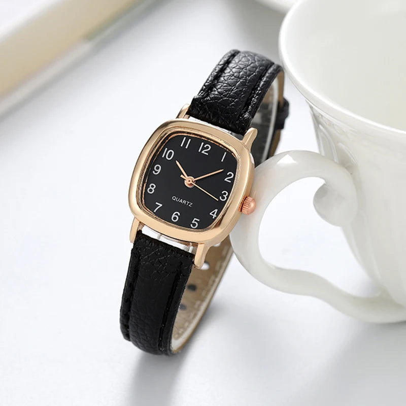 Women's Watch Fashion Small Arabic Quartz Watches Leather Band Wristwatches Quick Pick Grocers