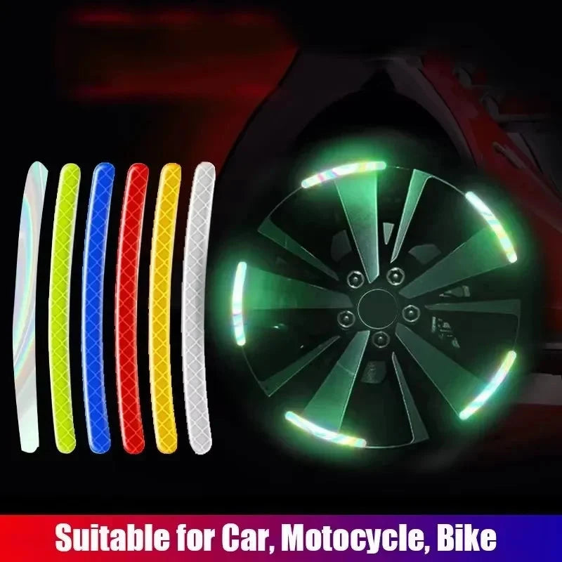 Car Wheel Hub Reflective Stripes Stickers – Night Safety Tire Rim Decals, Waterproof Warning Tape for Vehicle Decoration Econic Blanks