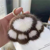 Cat Paw Pendant Keychain Couple Keychain Fluffy Faux Fur Keychain Charm Cute Soft Plush Toy Key Ring Backpack Car Key Pendant Econic Blanks